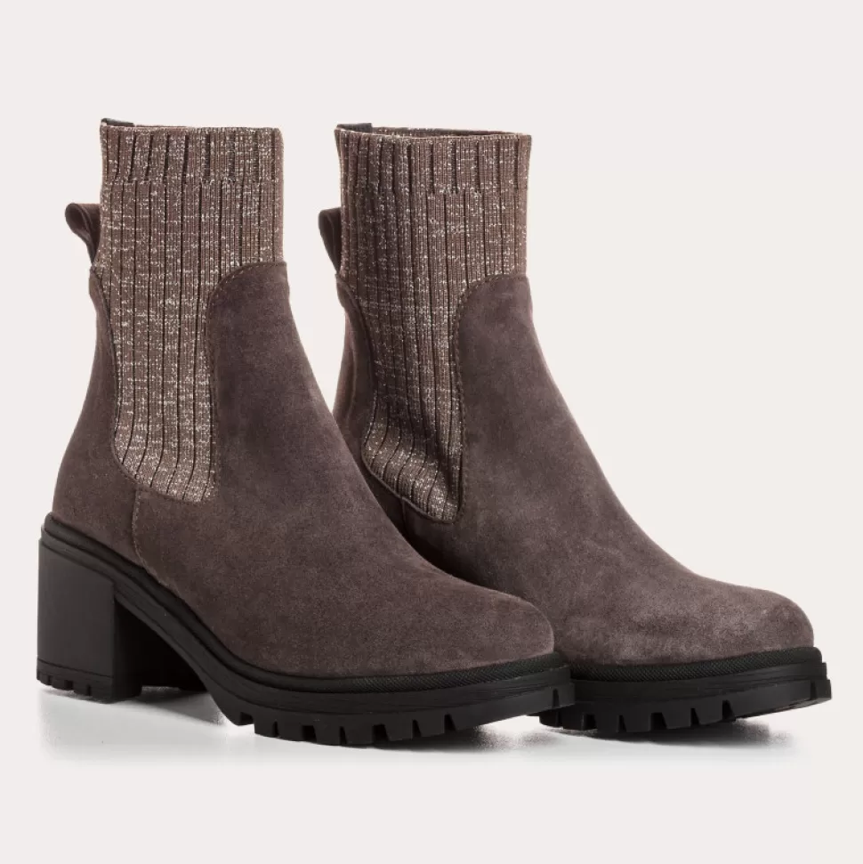 Boots^Reqins Boots Dita Cuir Velours/Lame Anthracite, Gris