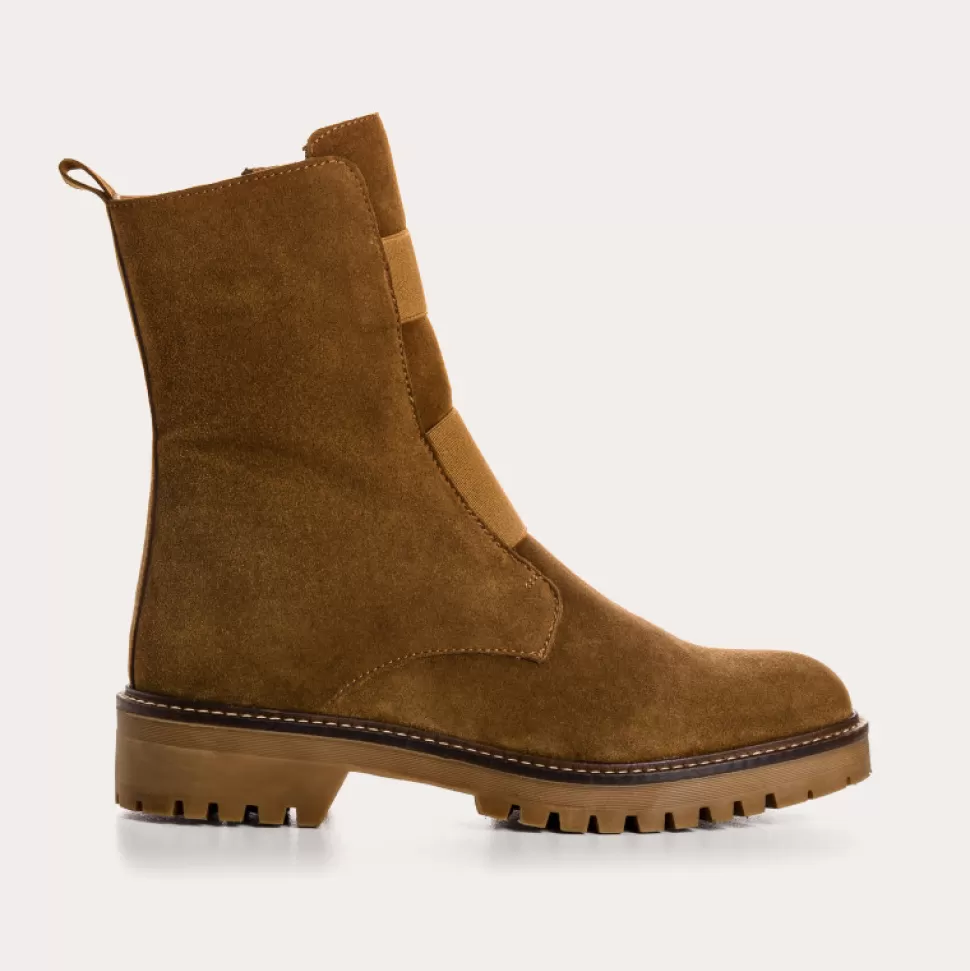 Boots^Reqins Boots Dusky Cuir Velours Beige, Noisette