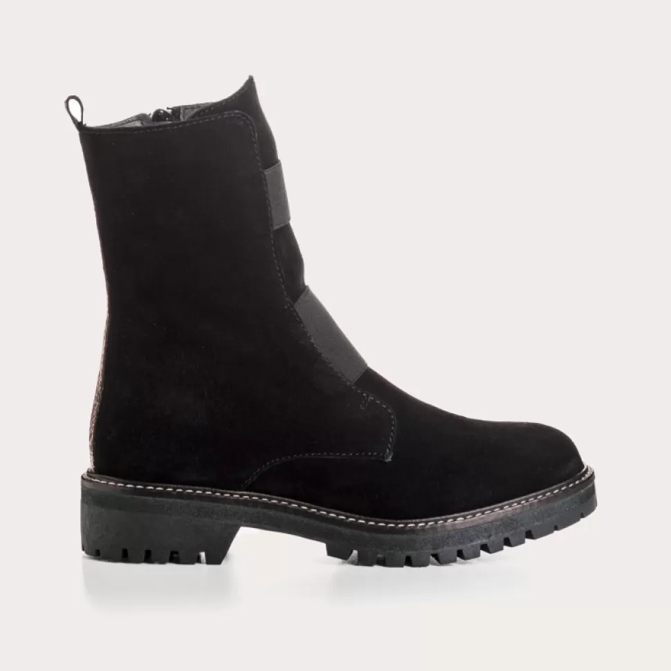 Boots^Reqins Boots Dusky Cuir Velours Noir, Noir