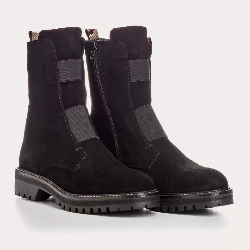 Boots^Reqins Boots Dusky Cuir Velours Noir, Noir