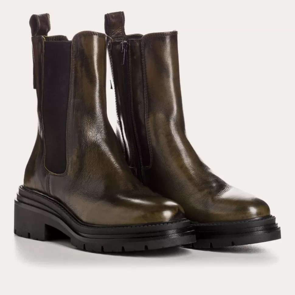 Boots^Reqins Boots Elba Vintage Vert, Kaki