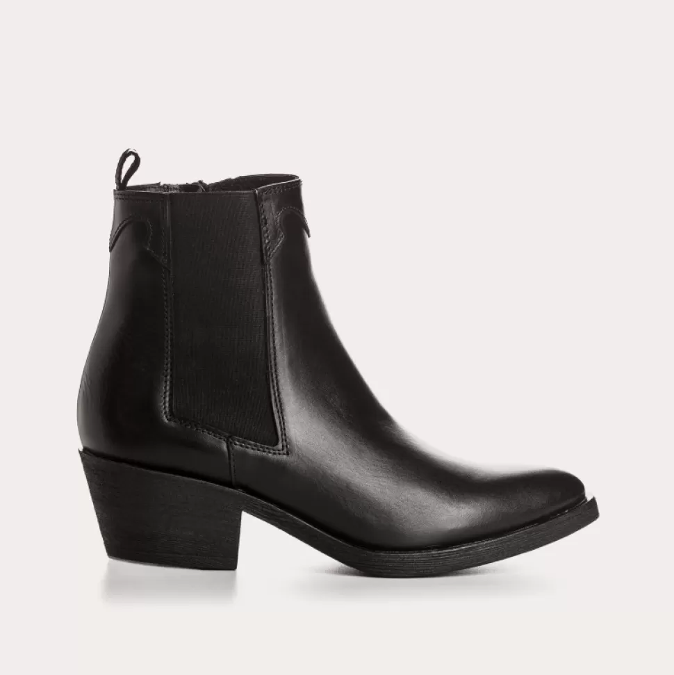 Boots^Reqins Boots Elioth Cuir Noir, Noir