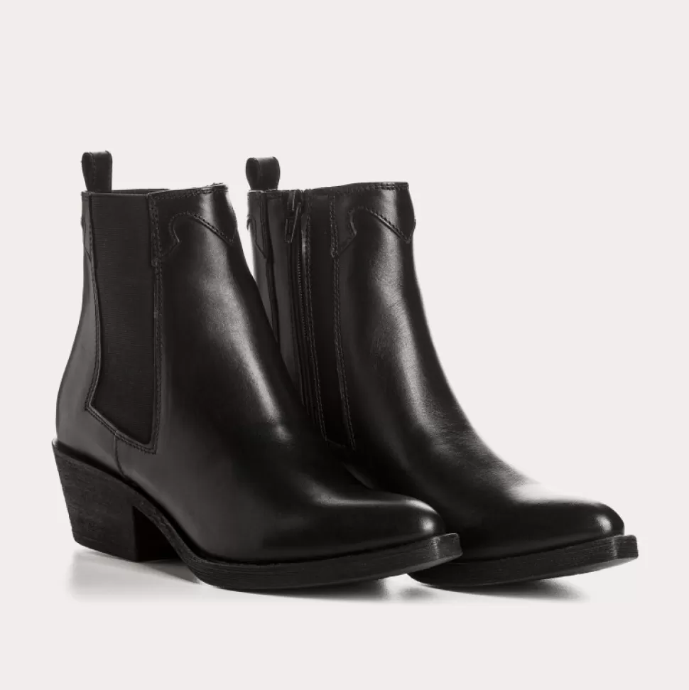 Boots^Reqins Boots Elioth Cuir Noir, Noir