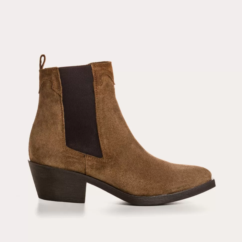 Boots^Reqins Boots Elioth Cuir Velours Taupe, Taupe
