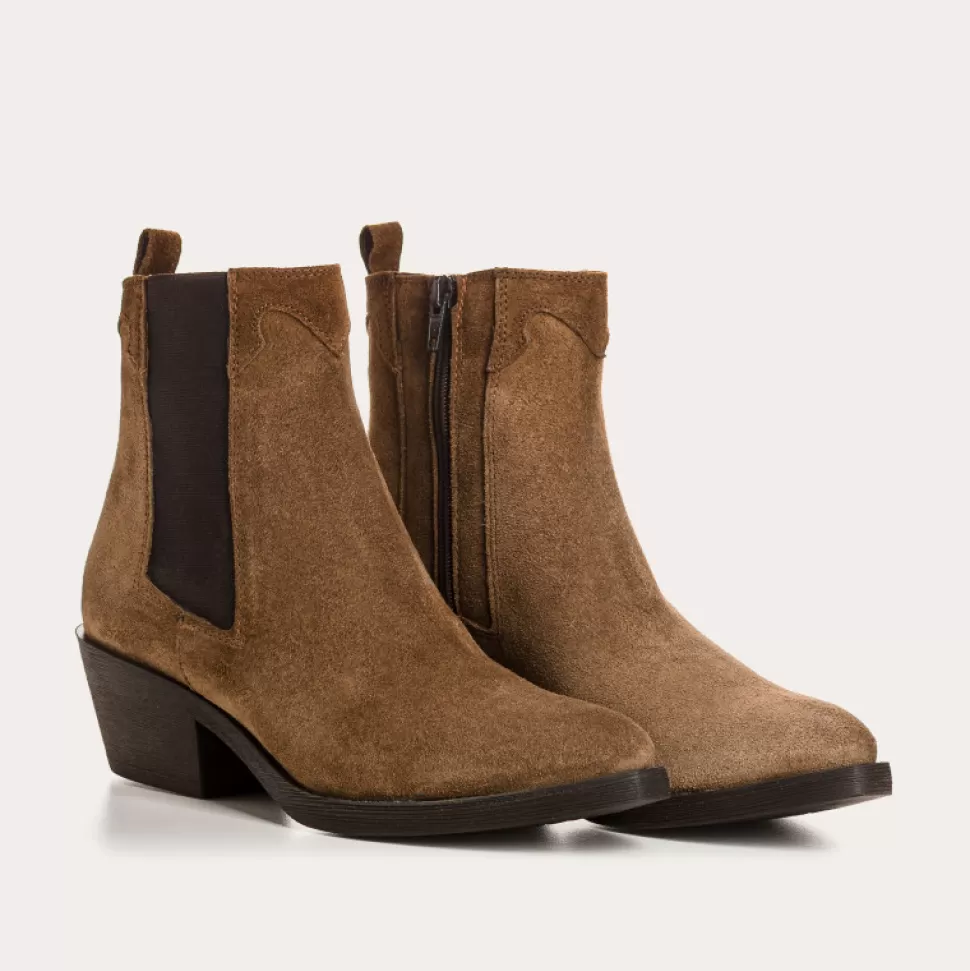 Boots^Reqins Boots Elioth Cuir Velours Taupe, Taupe