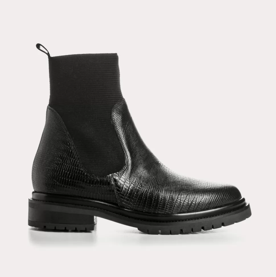 Boots^Reqins Boots Evalina Lezard Noir, Noir