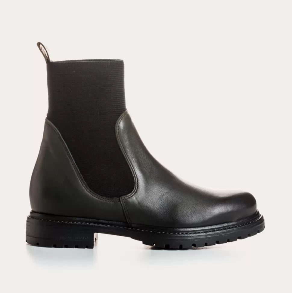 Boots^Reqins Boots Evelyn Cuir Vert, Kaki