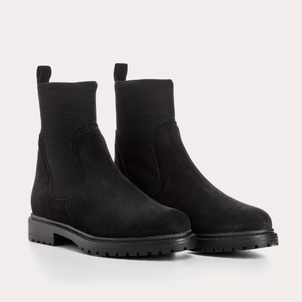 Boots^Reqins Boots Evelyn Cuir Velours Noir, Noir