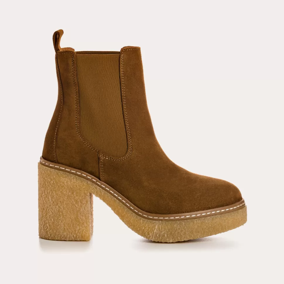Boots^Reqins Boots Feroe Cuir Velours Beige, Noisette