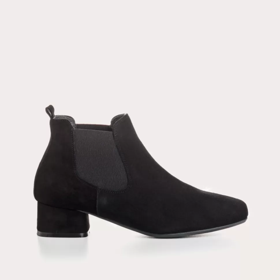 Boots^Reqins Boots Keegan Cuir Velours Noir, Noir