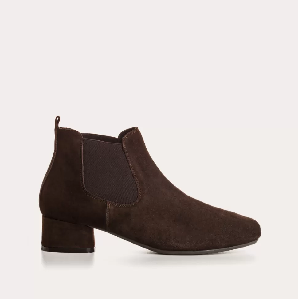 Boots^Reqins Boots Keegan Cuir Velours Marron, Marron