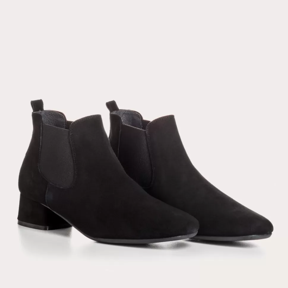 Boots^Reqins Boots Keegan Cuir Velours Noir, Noir