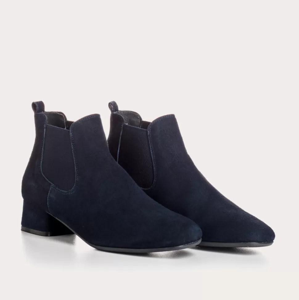 Boots^Reqins Boots Keegan Cuir Velours Bleu, Nuit