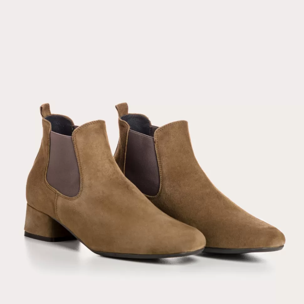 Boots^Reqins Boots Keegan Cuir Velours Vert, Vison