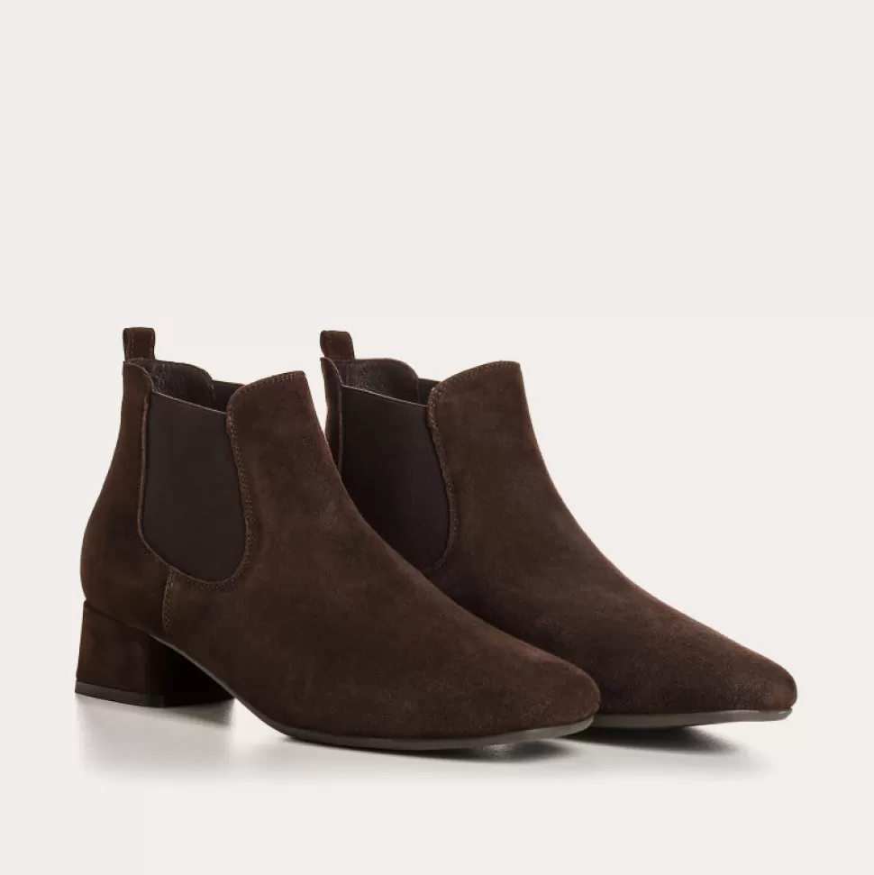Boots^Reqins Boots Keegan Cuir Velours Marron, Marron