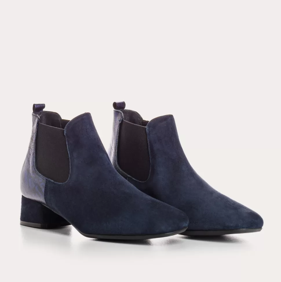Boots^Reqins Boots Keegan Cuir Velours/Meteore Bleu, Nuit