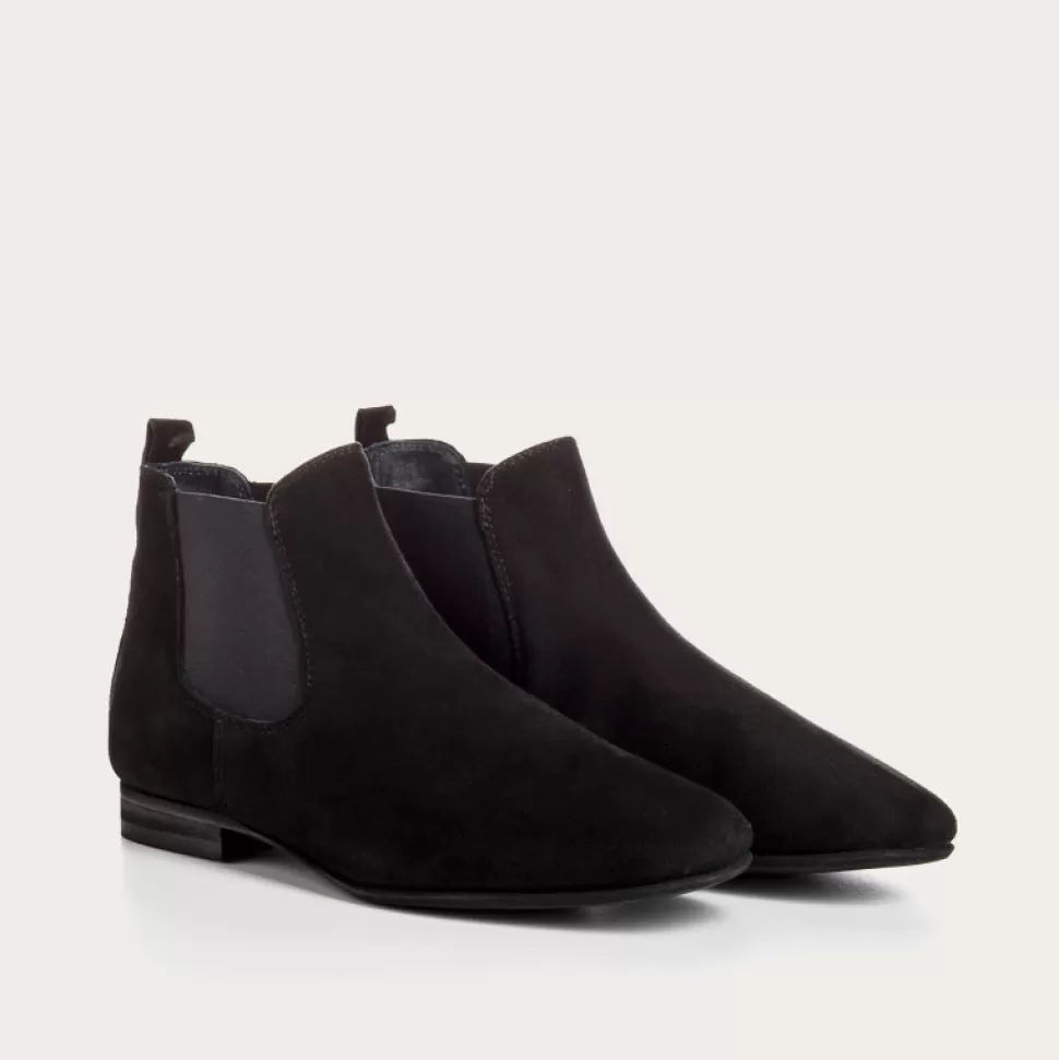 Boots^Reqins Boots Lizette Cuir Velours Noir, Noir