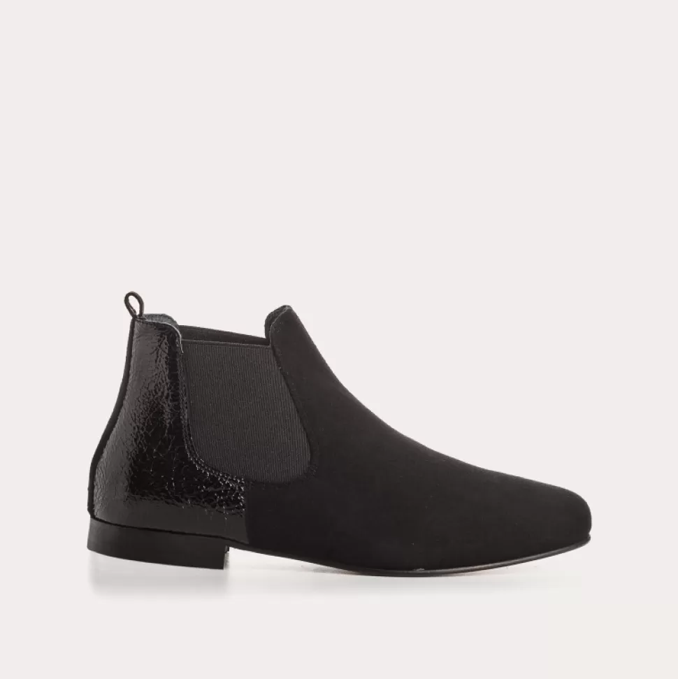 Boots^Reqins Boots Lizette Cuir Velours/V Graine Noir, Noir