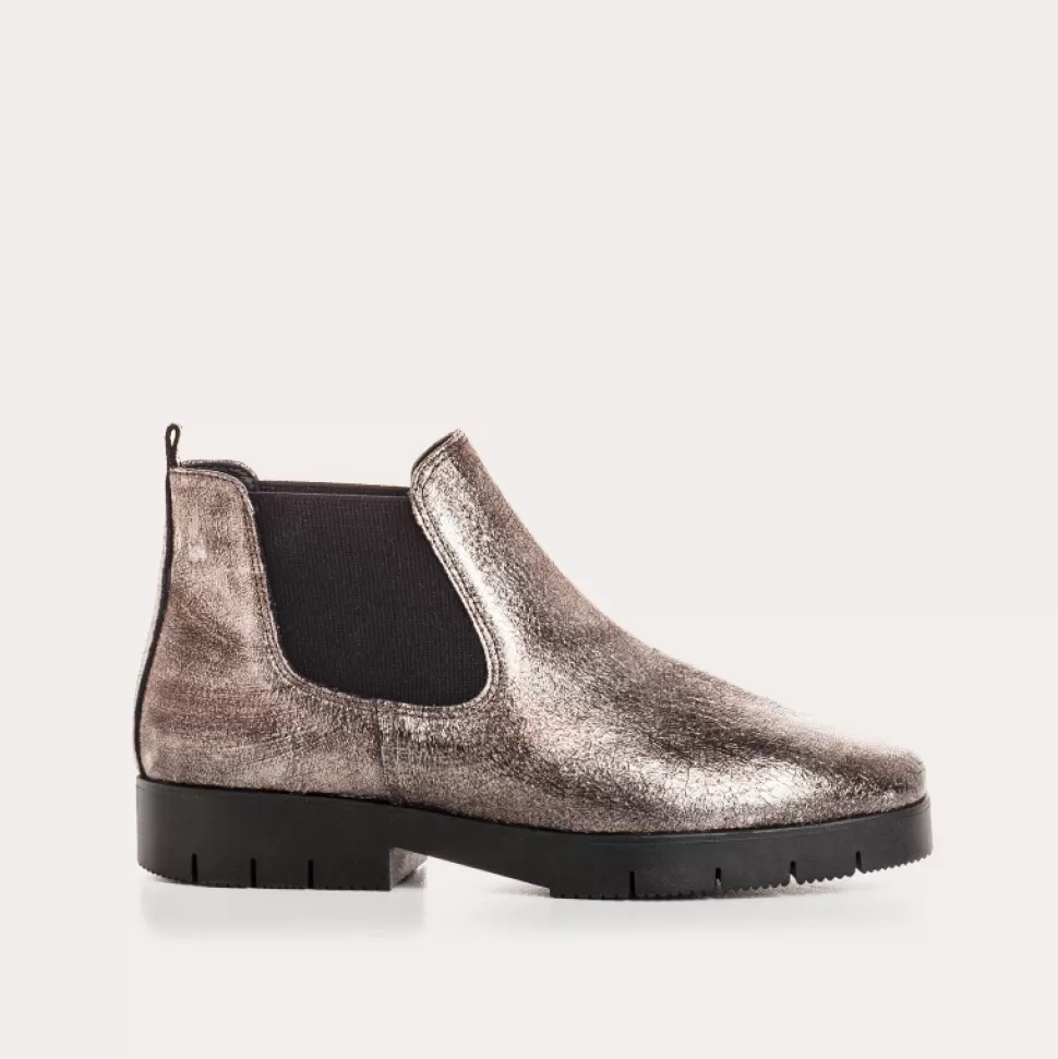 Boots^Reqins Boots Mopal Cuir Crackele Acier, Metallique