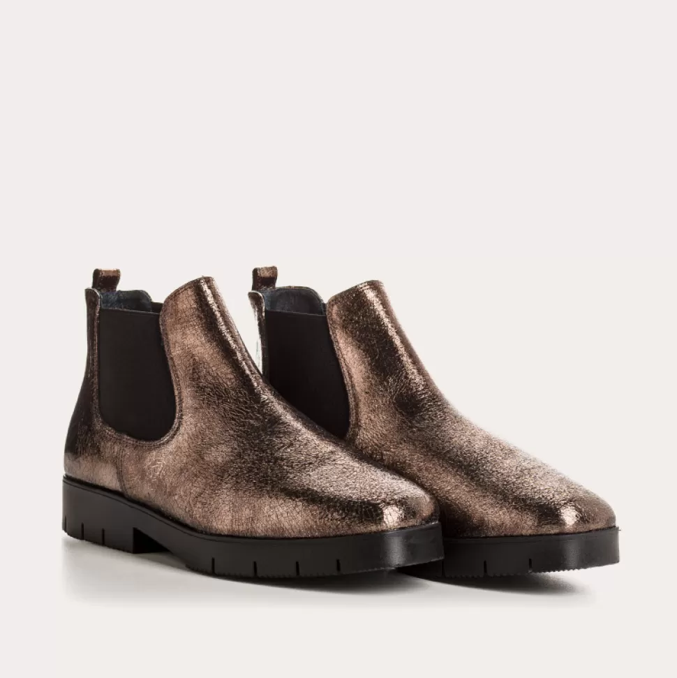 Boots^Reqins Boots Mopal Cuir Crackele Acier, Metallique