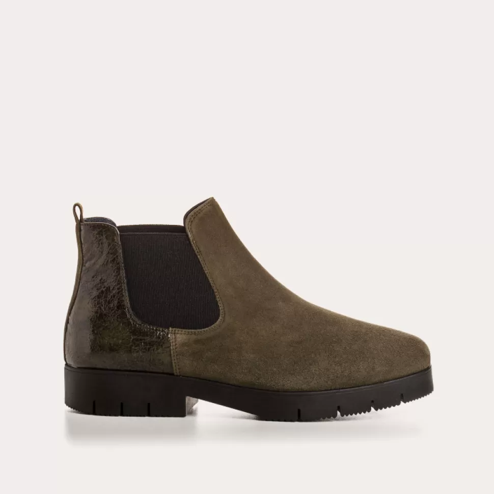 Boots^Reqins Boots Mopal Cuir Velours/V Graine Vert, Poivre