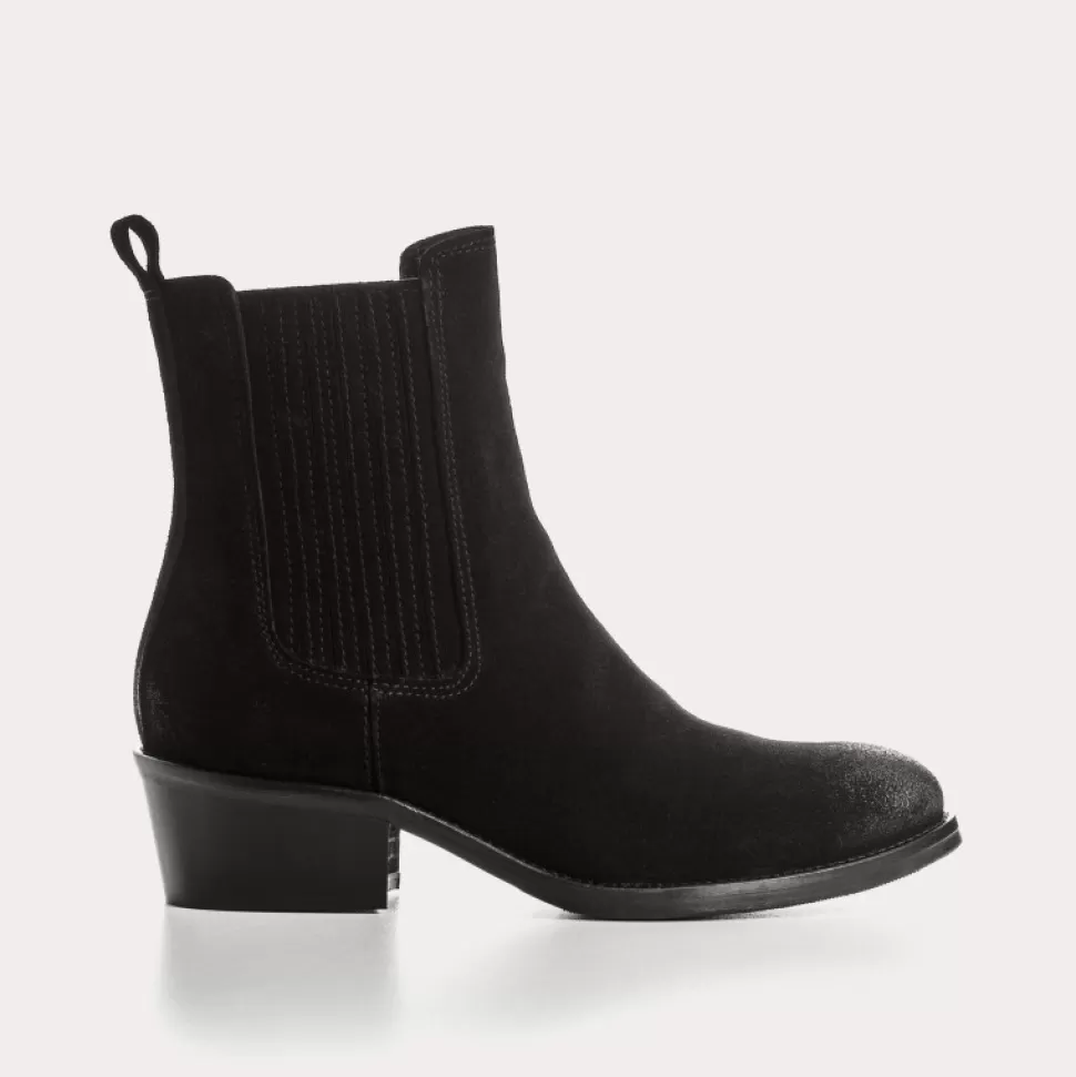 Boots^Reqins Boots Pepita Cuir Velours Oil Noir, Noir