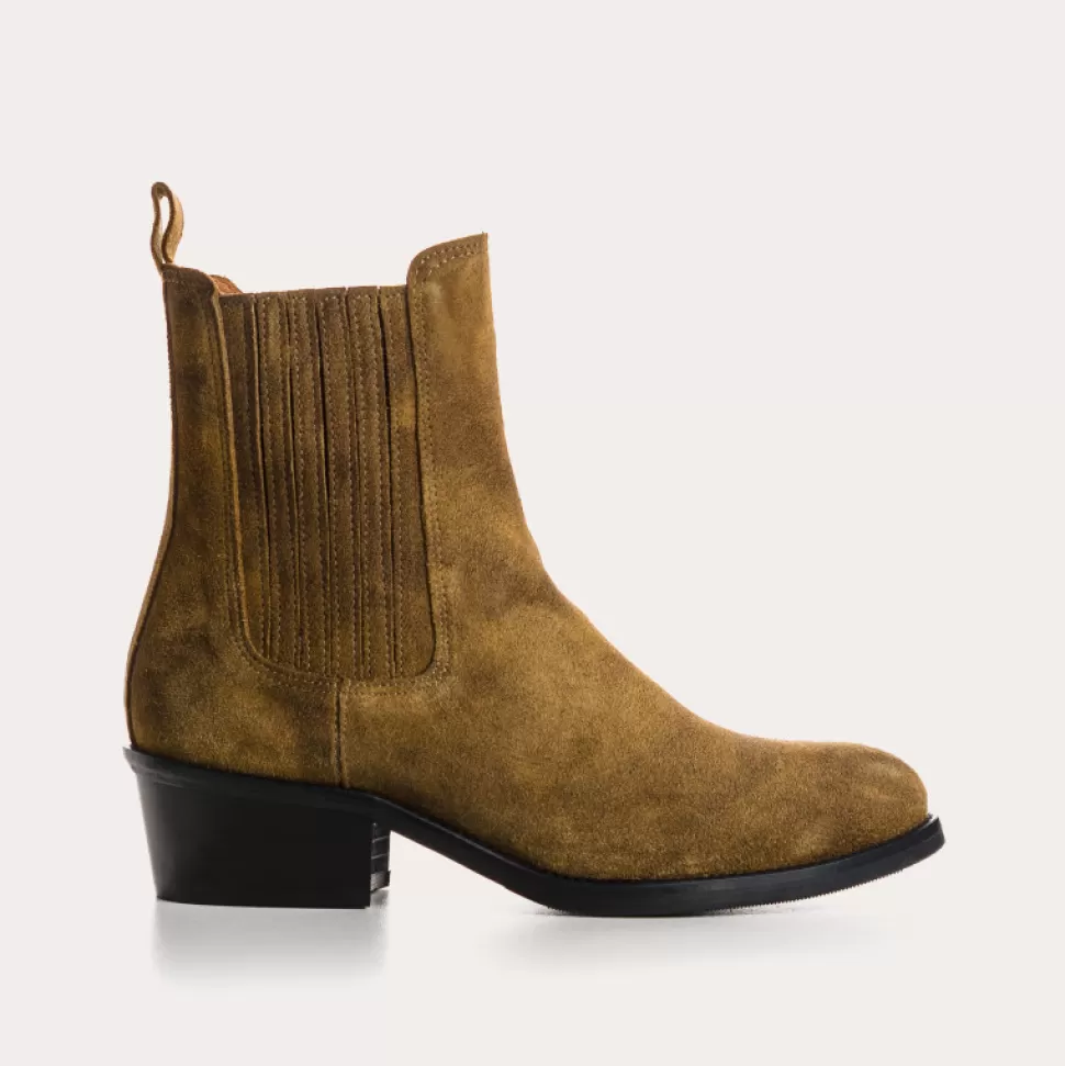 Boots^Reqins Boots Pepita Cuir Velours Oil Vert, Militar