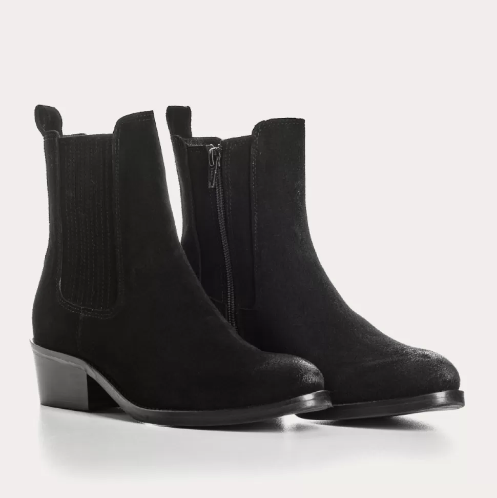 Boots^Reqins Boots Pepita Cuir Velours Oil Noir, Noir