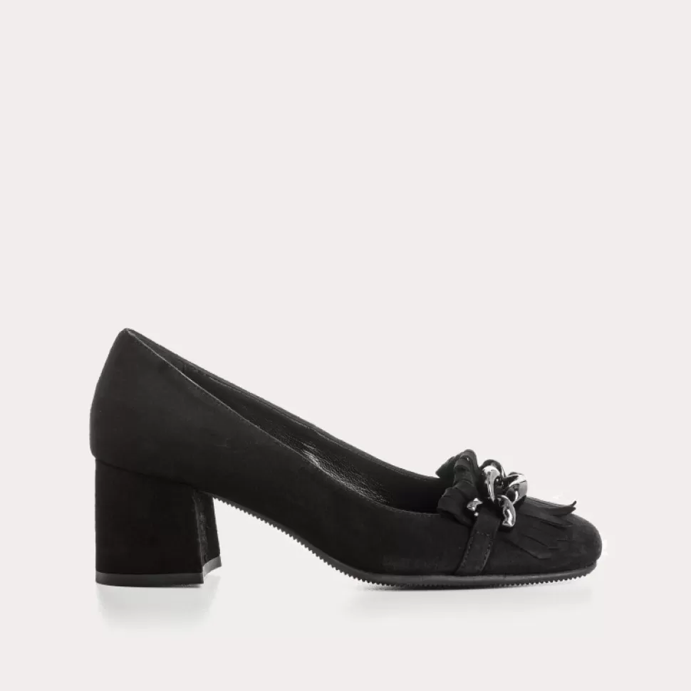Escarpins^Reqins Escarpins Giordana Cuir Velours Noir, Noir