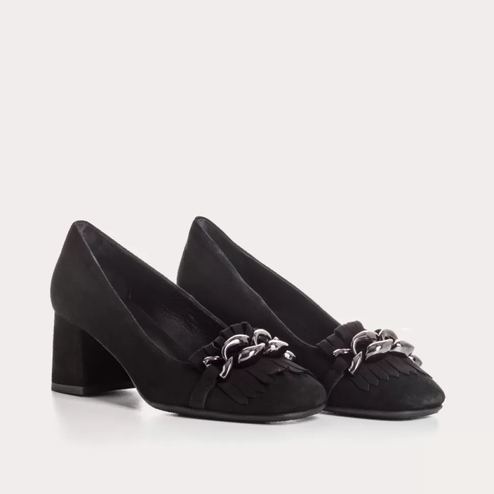 Escarpins^Reqins Escarpins Giordana Cuir Velours Noir, Noir