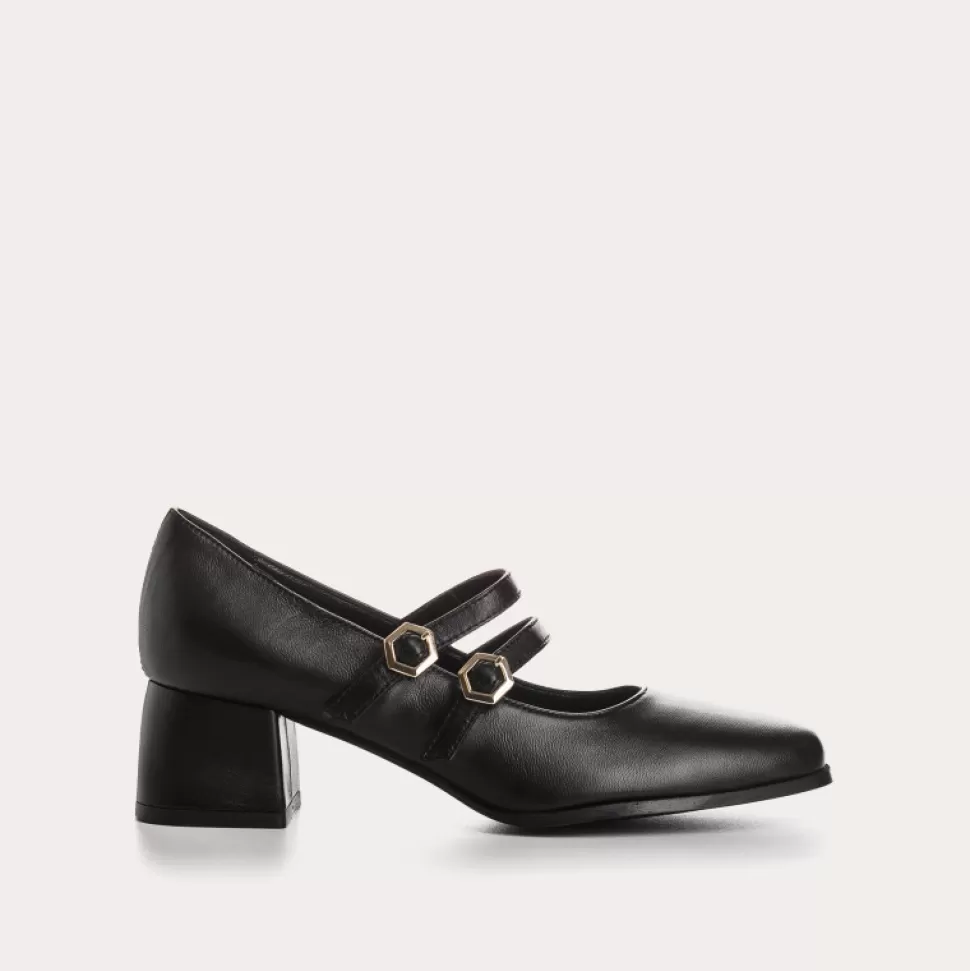 Escarpins^Reqins Escarpins Lizzo Cuir Noir, Noir