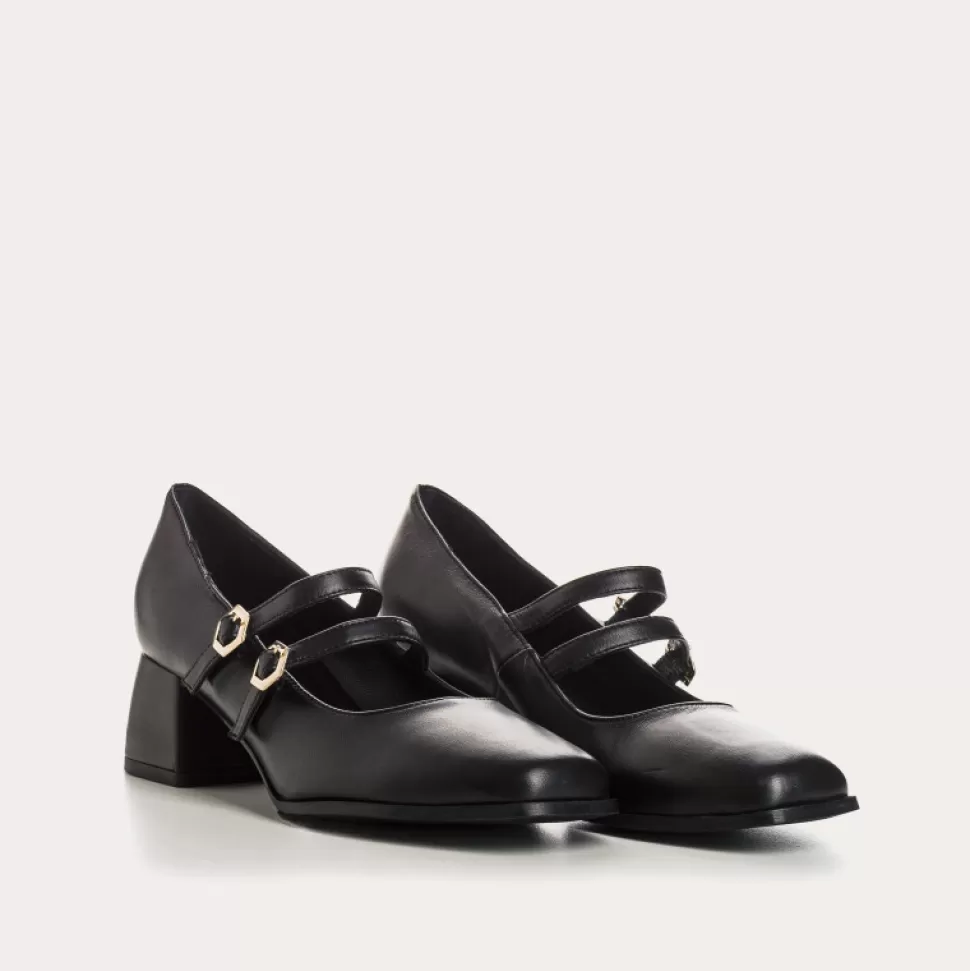 Escarpins^Reqins Escarpins Lizzo Cuir Noir, Noir