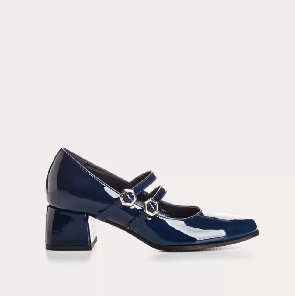 Escarpins^Reqins Escarpins Lizzo Vernis Bleu, Nuit