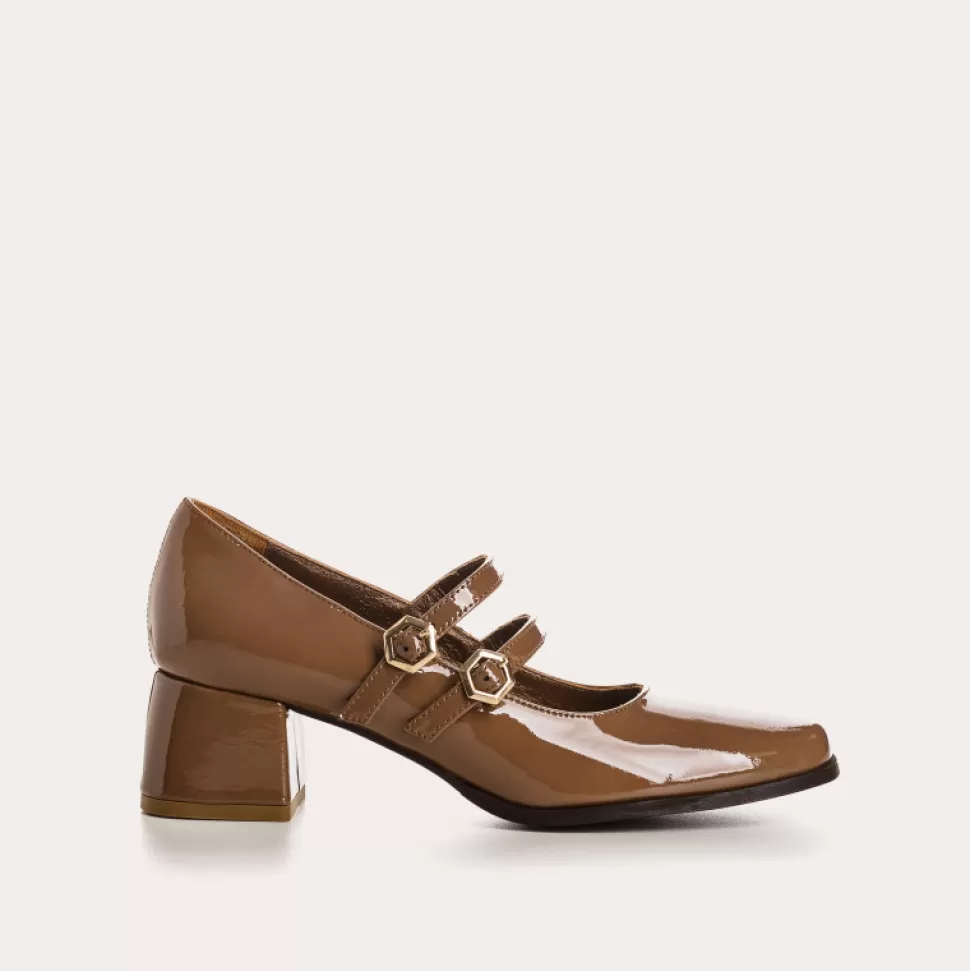 Escarpins^Reqins Escarpins Lizzo Vernis Marron, Marron Glace