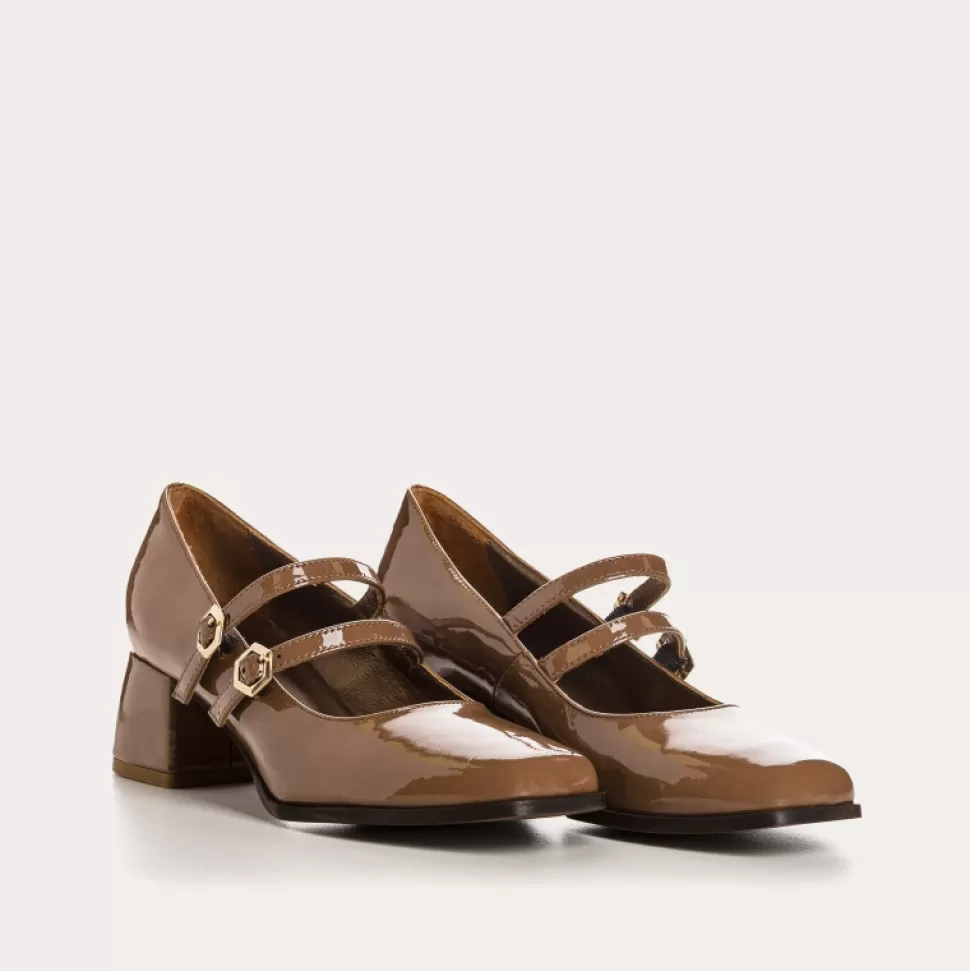Escarpins^Reqins Escarpins Lizzo Vernis Marron, Marron Glace