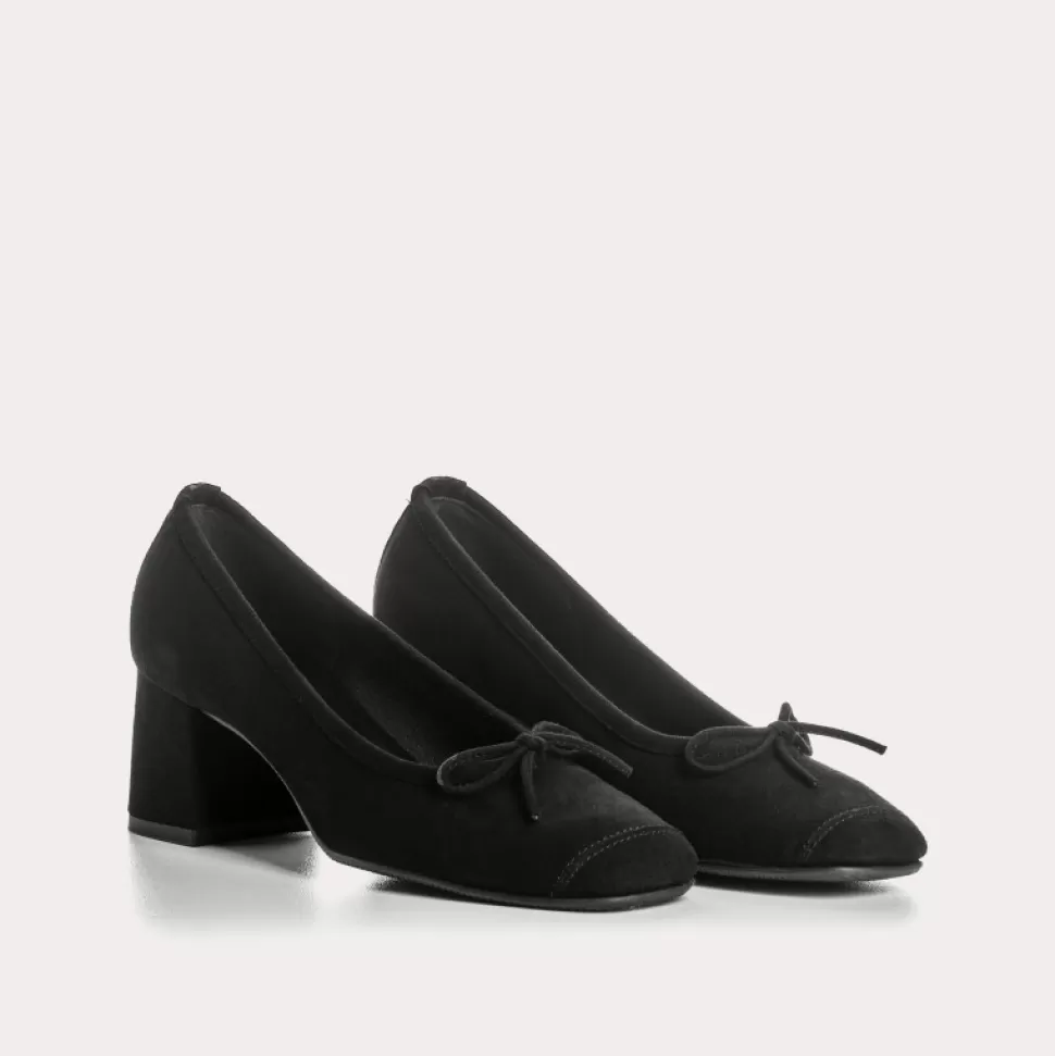 Escarpins^Reqins Escarpins Madame Cuir Velours Noir, Noir