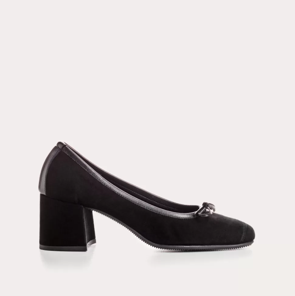 Escarpins^Reqins Escarpins Madame Cuir Velours/Eclat Noir, Noir