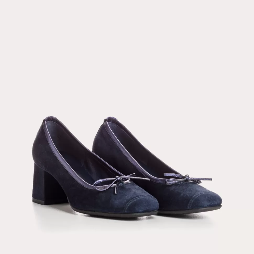 Escarpins^Reqins Escarpins Madame Cuir Velours/Eclat Bleu, Nuit