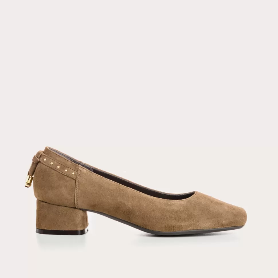 Ballerines^Reqins Keiko Cuir Velours Vert, Vison