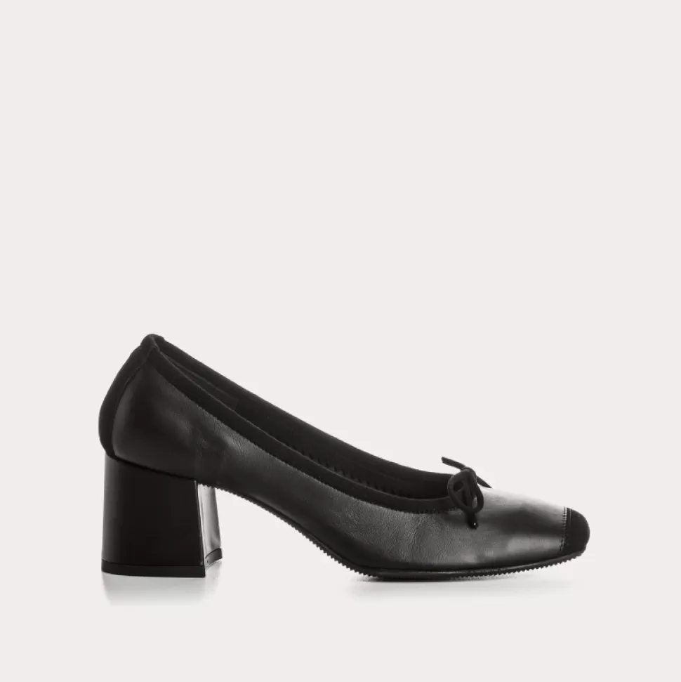 Escarpins^Reqins Madame Cuir/Cuir Velours Noir, Noir