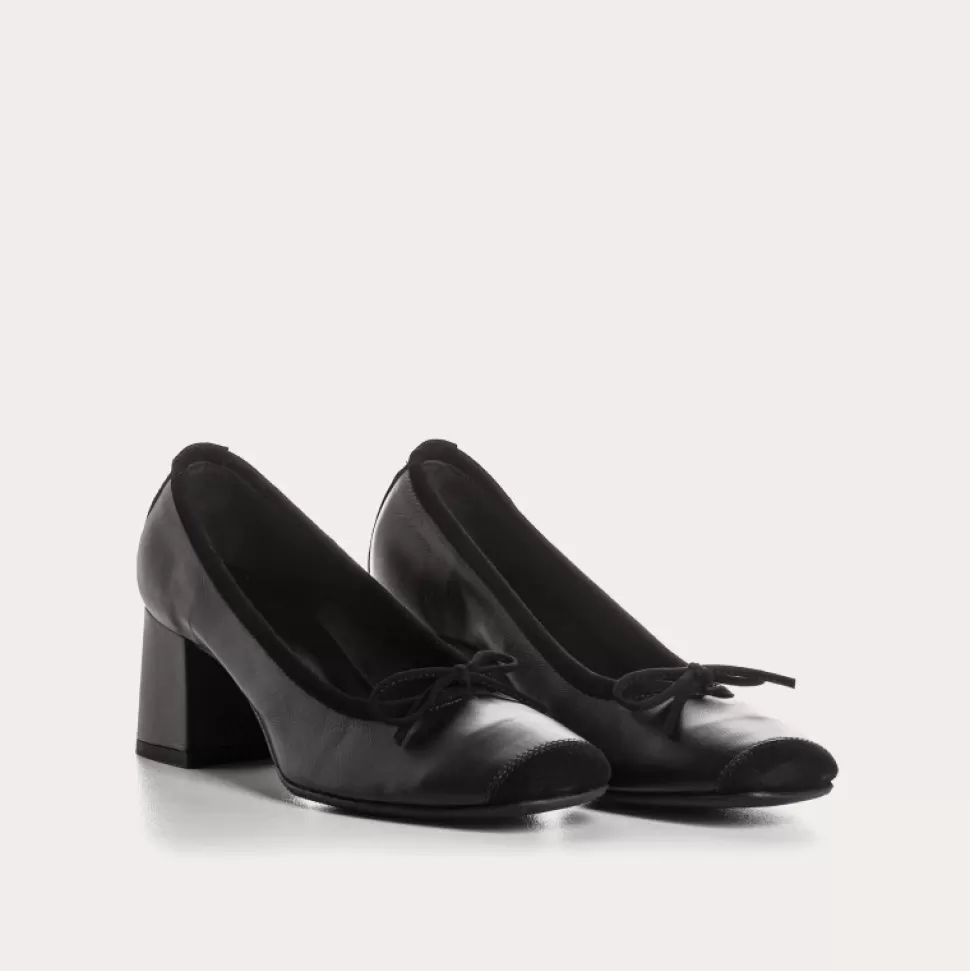 Escarpins^Reqins Madame Cuir/Cuir Velours Noir, Noir
