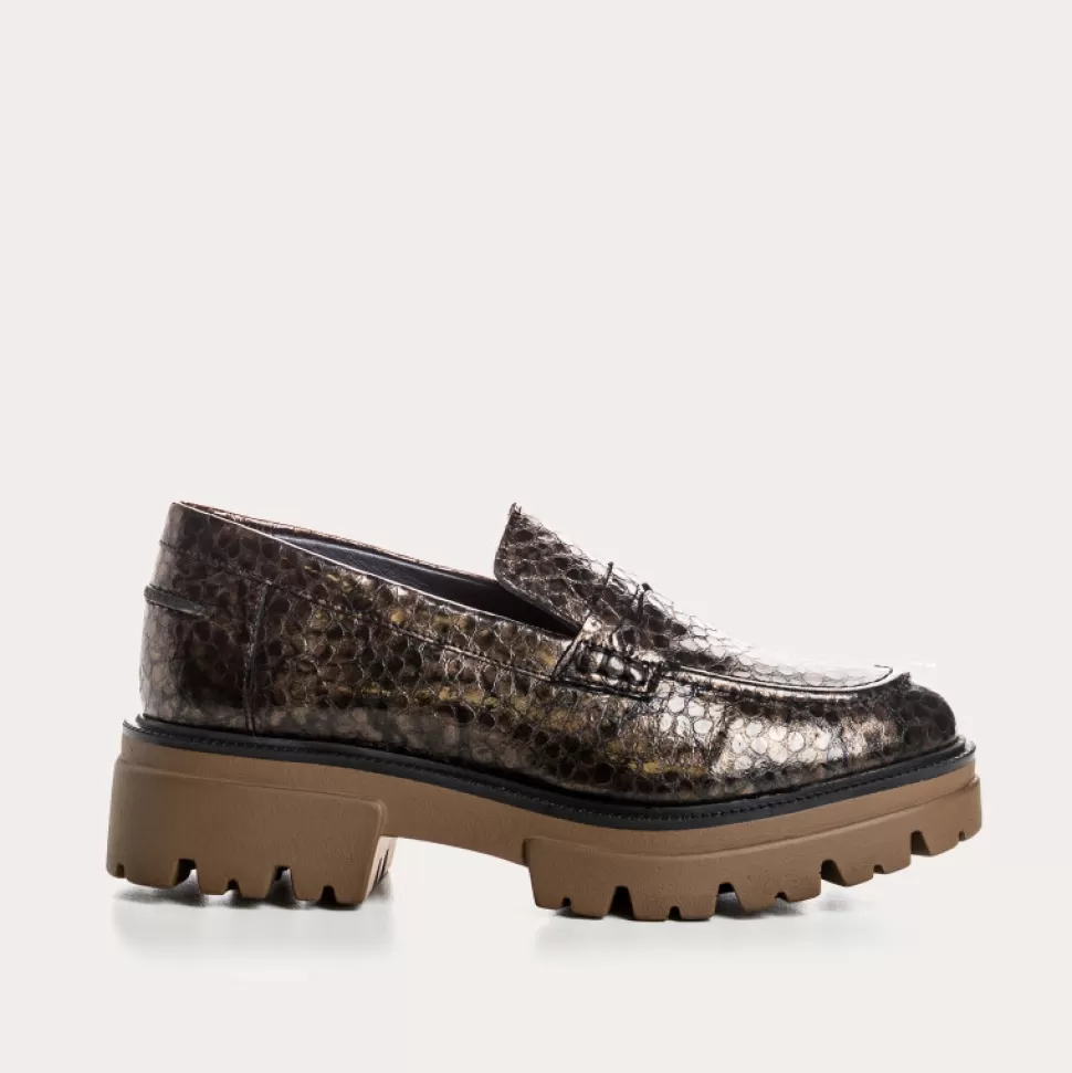 Mocassins^Reqins Mocassins Alabama Caiman Mordore, Metallique