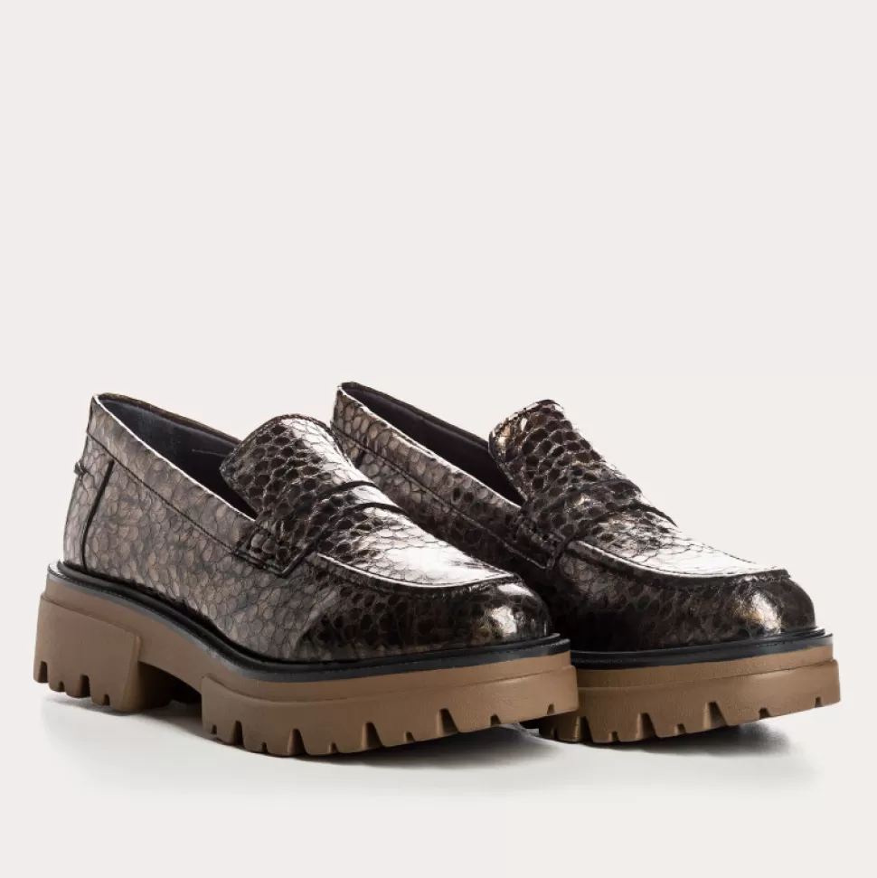 Mocassins^Reqins Mocassins Alabama Caiman Mordore, Metallique