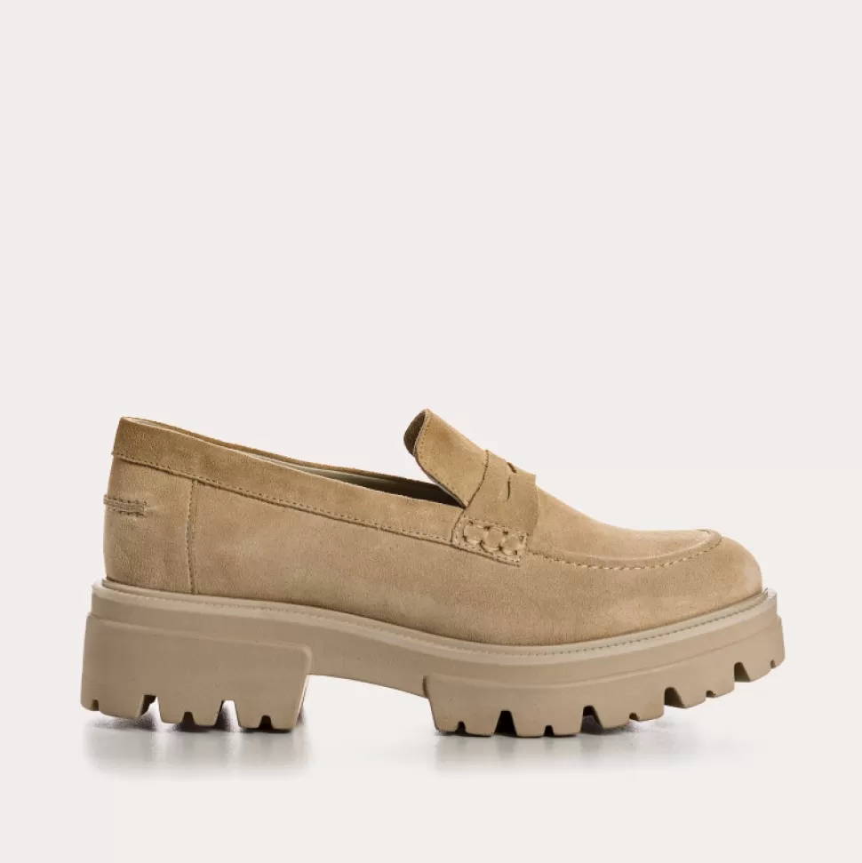 Mocassins^Reqins Mocassins Alabama Cuir Velours Beige, Beige