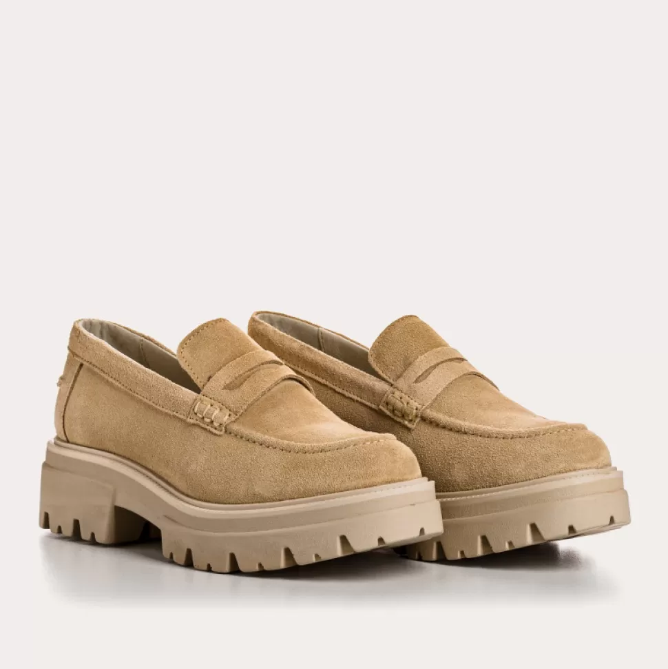 Mocassins^Reqins Mocassins Alabama Cuir Velours Beige, Beige