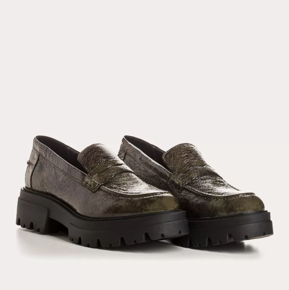 Mocassins^Reqins Mocassins Alabama Vernis Graine Vert, Kaki