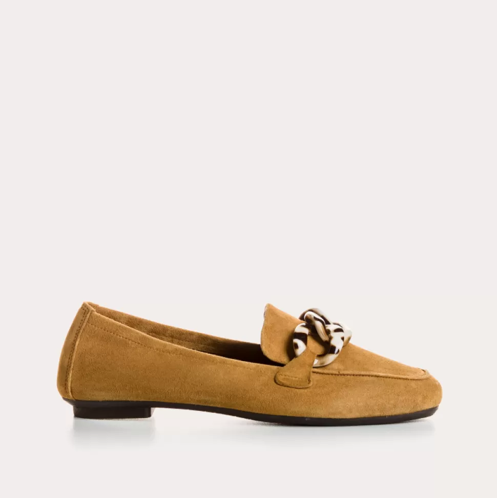Mocassins^Reqins Mocassins Hanissa Cuir Velours Havane, Camel