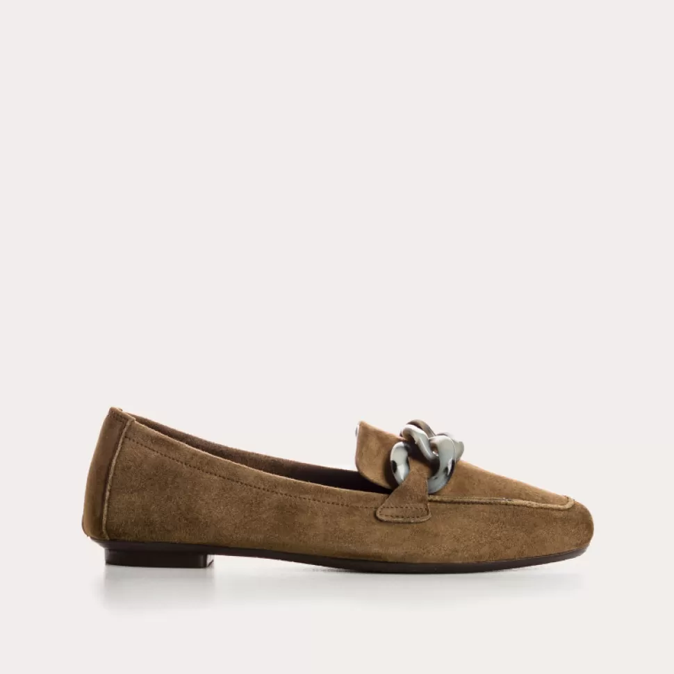Mocassins^Reqins Mocassins Hanissa Cuir Velours Vert, Vison