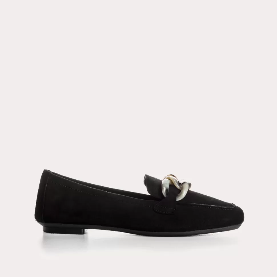 Mocassins^Reqins Mocassins Hanissa Cuir Velours Noir, Noir