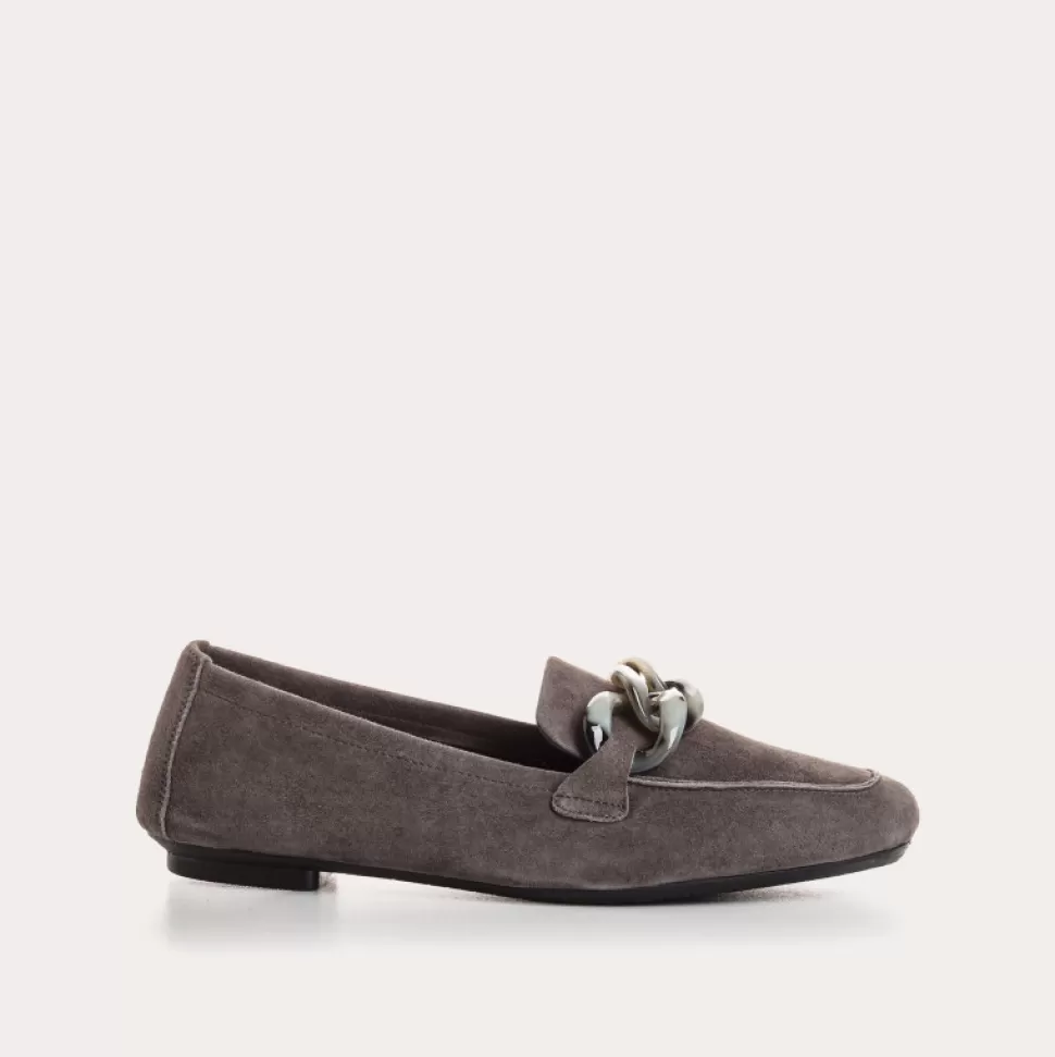 Mocassins^Reqins Mocassins Hanissa Cuir Velours Anthracite, Gris